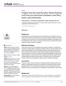 Blood-Feeding and Immune Interactions Between Sand Flies, Hosts, and Leishmania