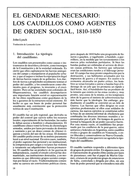 El Gendarme Necesario: Los Caudillos Como Agentes De Orden Social, 1810-1850