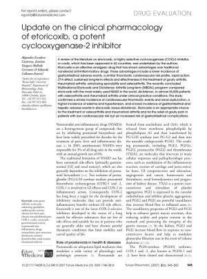 Update on the Clinical Pharmacology of Etoricoxib, a Potent Cyclooxygenase-2 Inhibitor