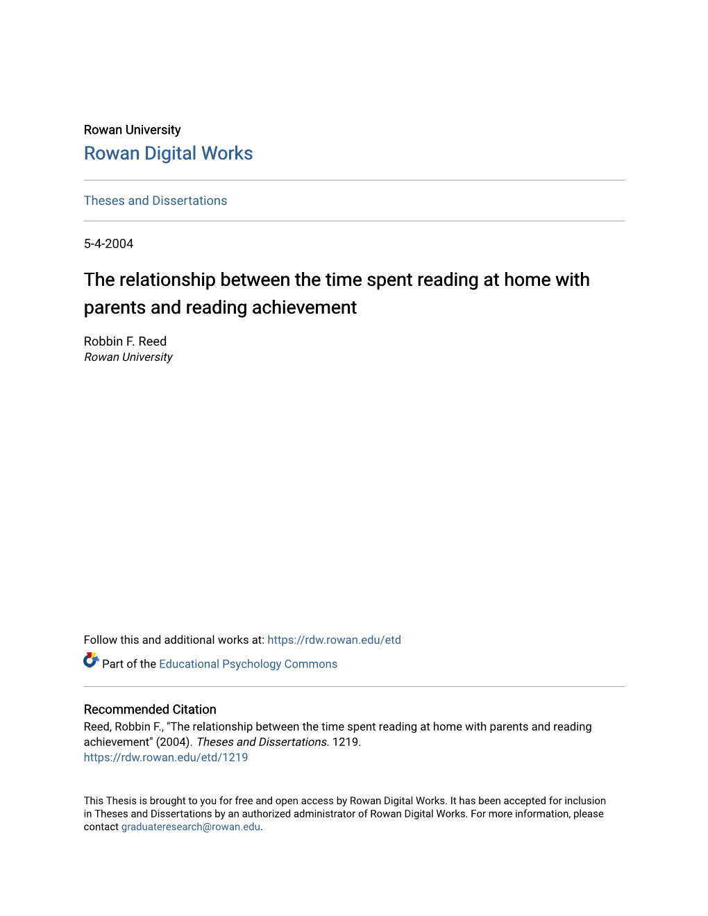 The Relationship Between the Time Spent Reading at Home with Parents and Reading Achievement