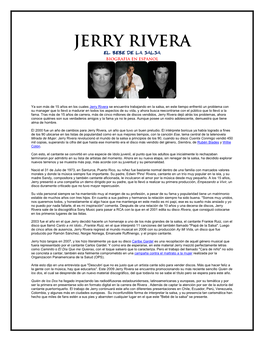 Jerry Rivera El Bebe De La Salsa Biografia En Espanol