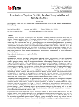 Examination of Cognitive Flexibility Levels of Young Individual and Team Sport Athletes