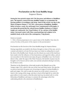 Proclamation on the Great Buddha Image Emperor Shomu