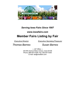 Member Fairs Listing by Fair