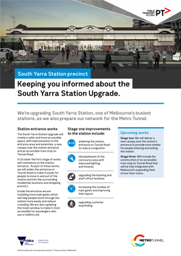 Keeping You Informed About the South Yarra Station Upgrade