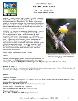 Field Guides Birding Tours Panama's Canopy Tower