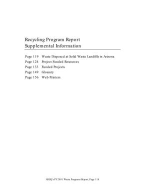 Recycling Program Report Supplemental Information