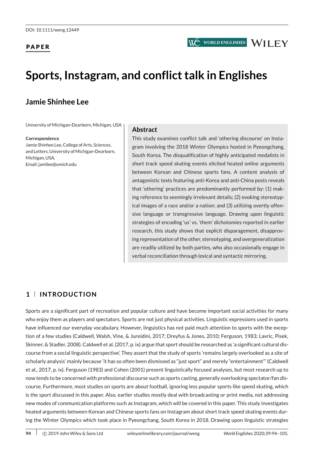 Sports, Instagram, and Conflict Talk in Englishes