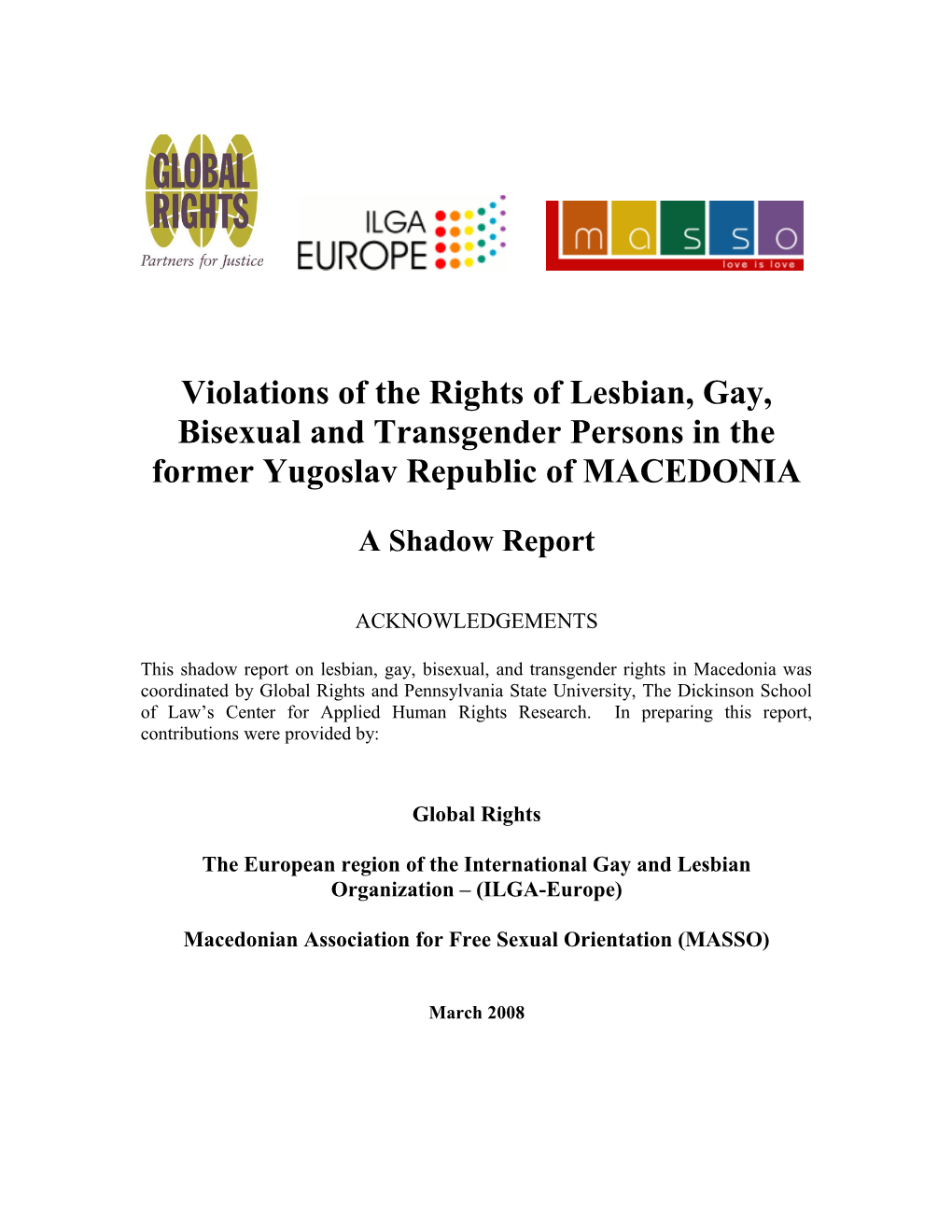 Violations of the Rights of Lesbian, Gay