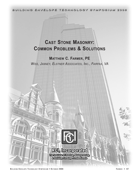 Cast Stone Masonry