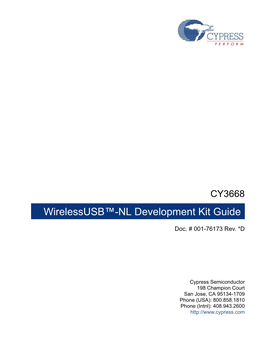 CY3668 Wirelessusb(TM)-NL Development Kit Guide