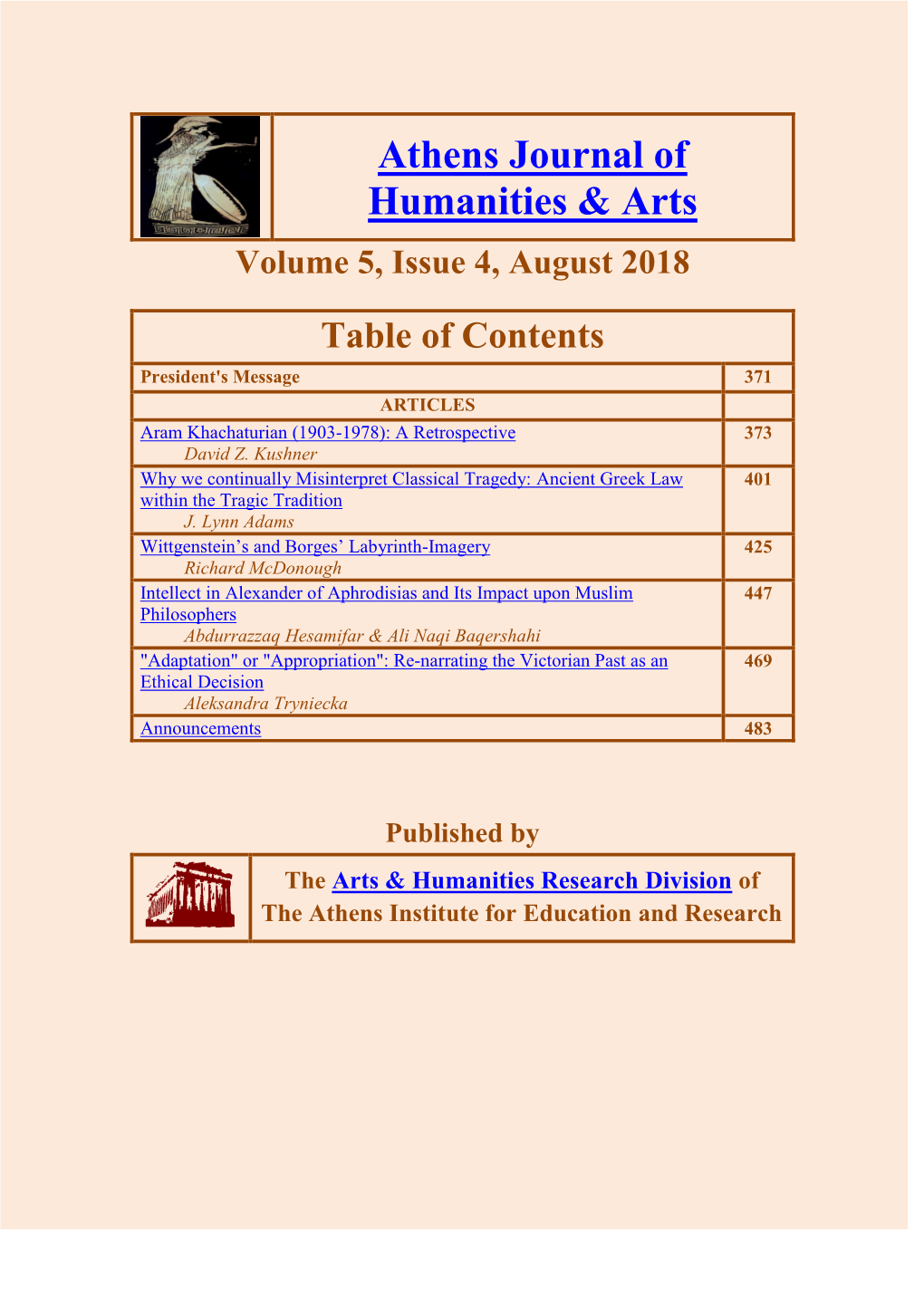 Athens Journal of Humanities & Arts