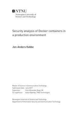 Security Analysis of Docker Containers in a Production Environment