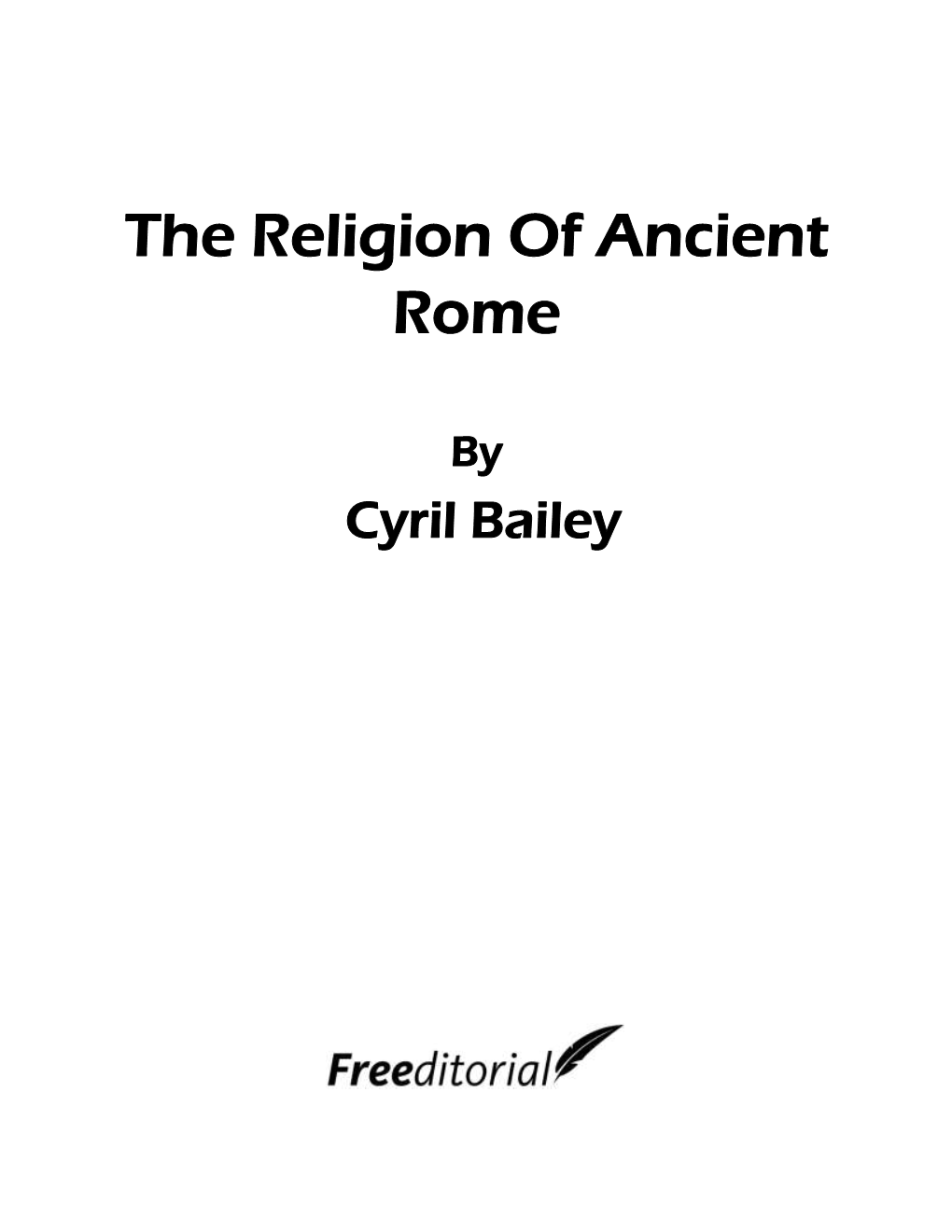 The Religion of Ancient Rome