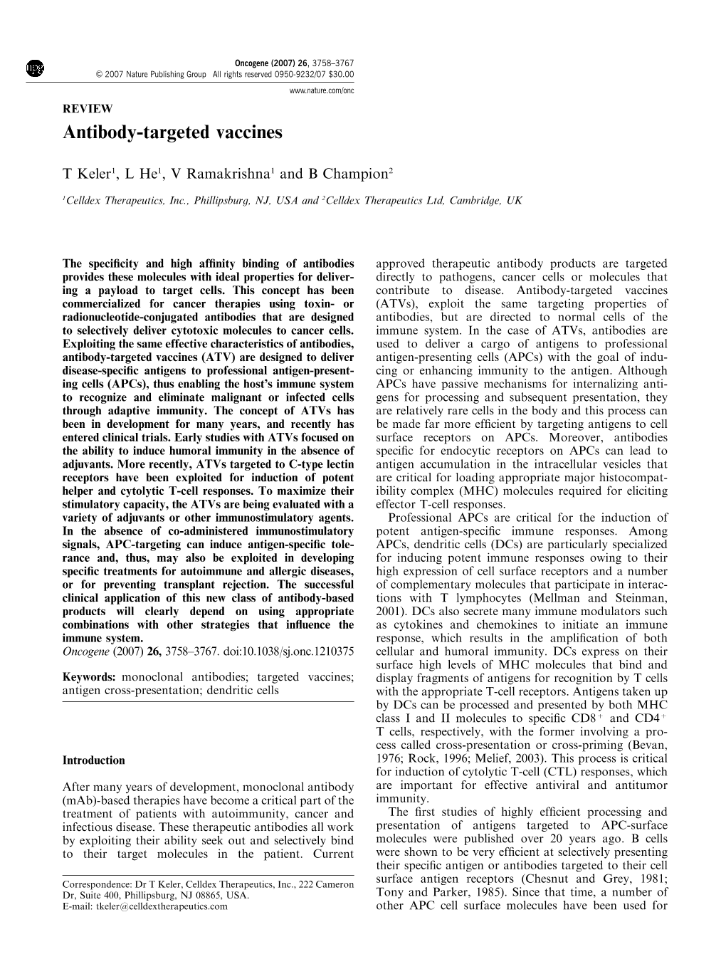 Antibody-Targeted Vaccines