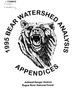 Ashland Ranger District Rogue River National Forest APPENDICES