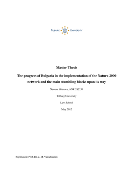 Master Thesis the Progress of Bulgaria in the Implementation Of