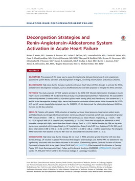 Decongestion Strategies and Renin-Angiotensin-Aldosterone System Activation in Acute Heart Failure