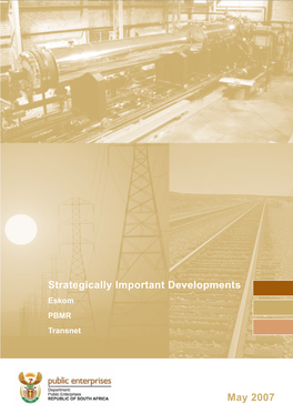 Strategically Important Developments Eskom PBMR Transnet