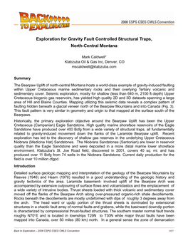 Exploration for Gravity Fault Controlled Structural Traps, North-Central Montana