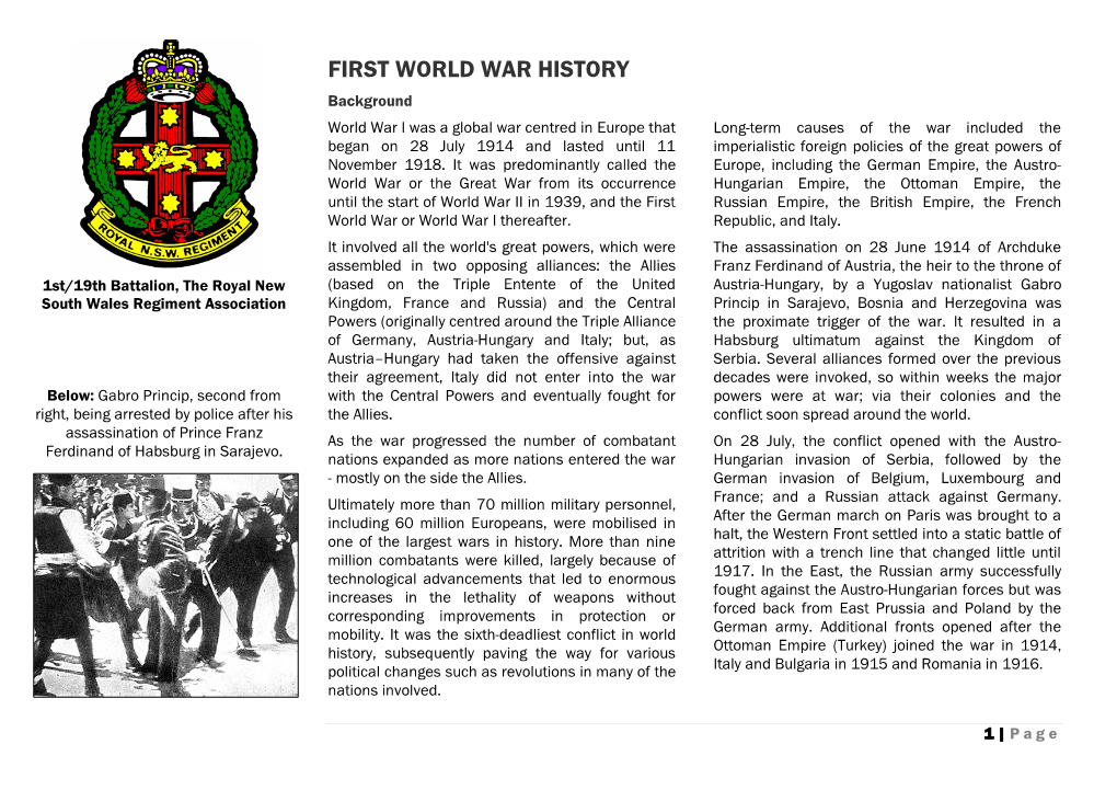 First World War History