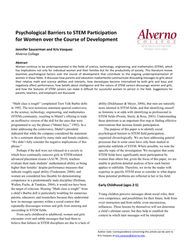 Psychological Barriers to STEM Participation for Women Over the Course of Development