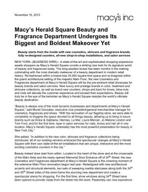 Macy's Herald Square Beauty and Fragrance Department Undergoes Its Biggest and Boldest Makeover