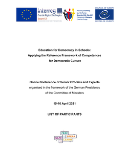 Education for Democracy in Schools: Applying the Reference Framework of Competences for Democratic Culture