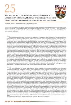 Insular Vertebrate Evolution: the Palaeontological Approach': Monografies De La Societat D'història Natu­ Ral De Les Balears, 12: 277-286