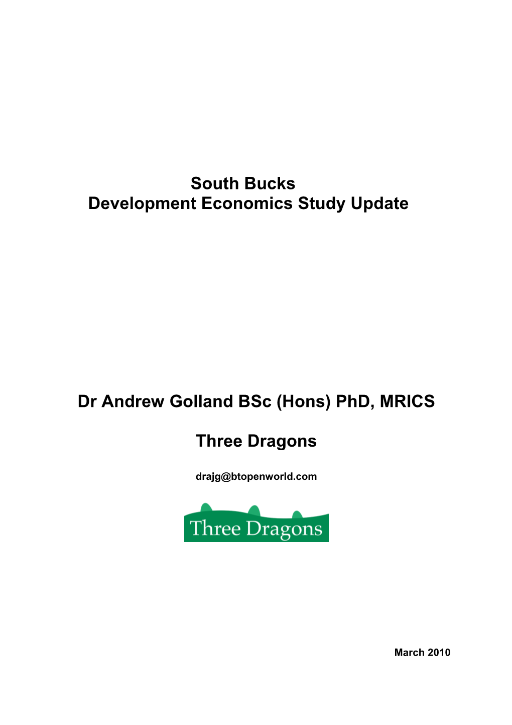 Development Economics Study (Three Dragons, Updated 2010)