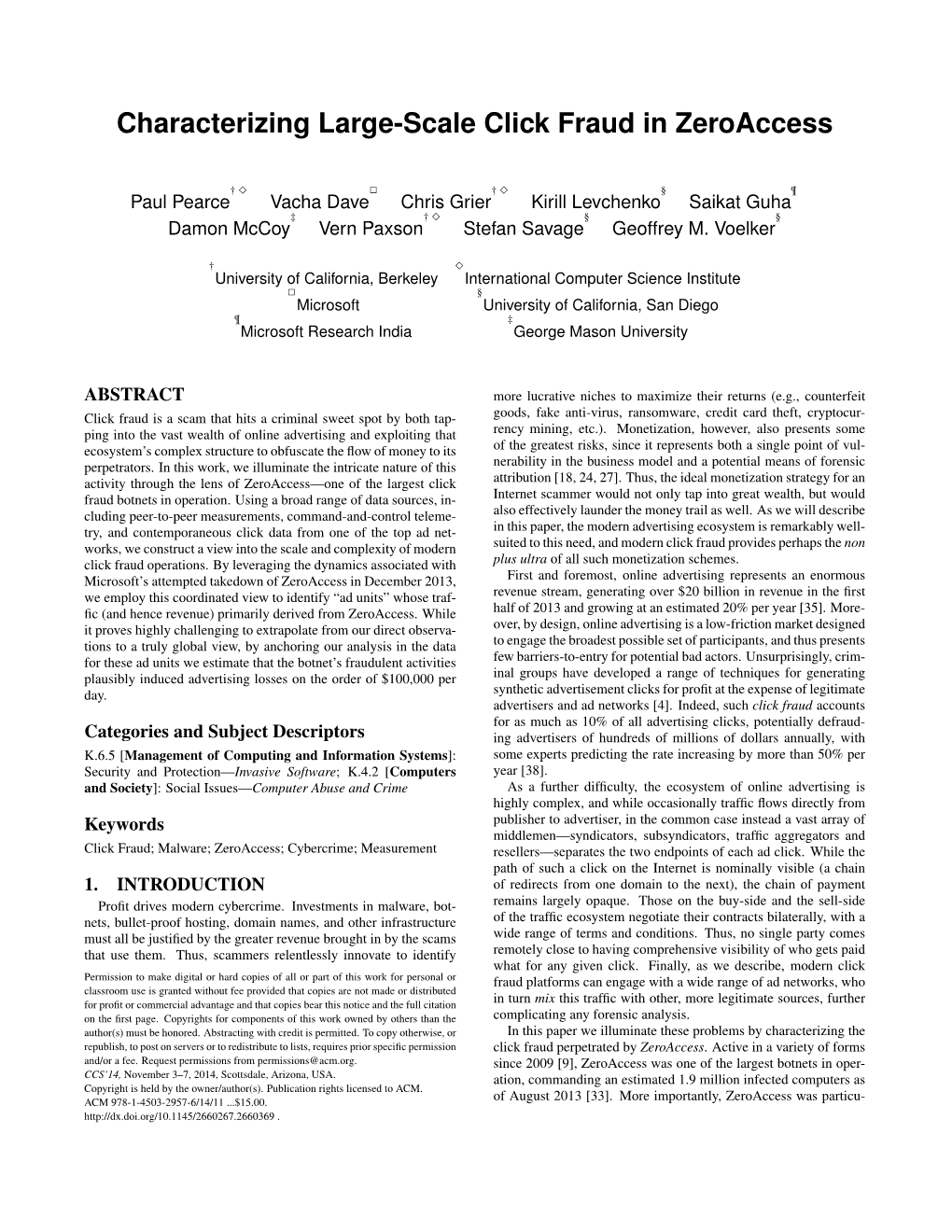 Characterizing Large-Scale Click Fraud in Zeroaccess