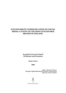 Sustainability Communication on Social Media: a Study on the Most Sustainable Brands in Finland