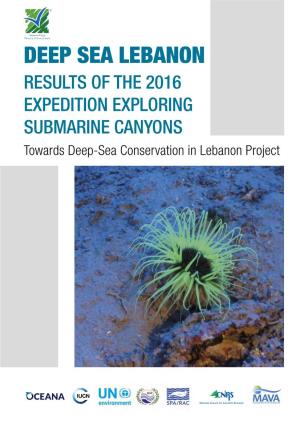 DEEP SEA LEBANON RESULTS of the 2016 EXPEDITION EXPLORING SUBMARINE CANYONS Towards Deep-Sea Conservation in Lebanon Project