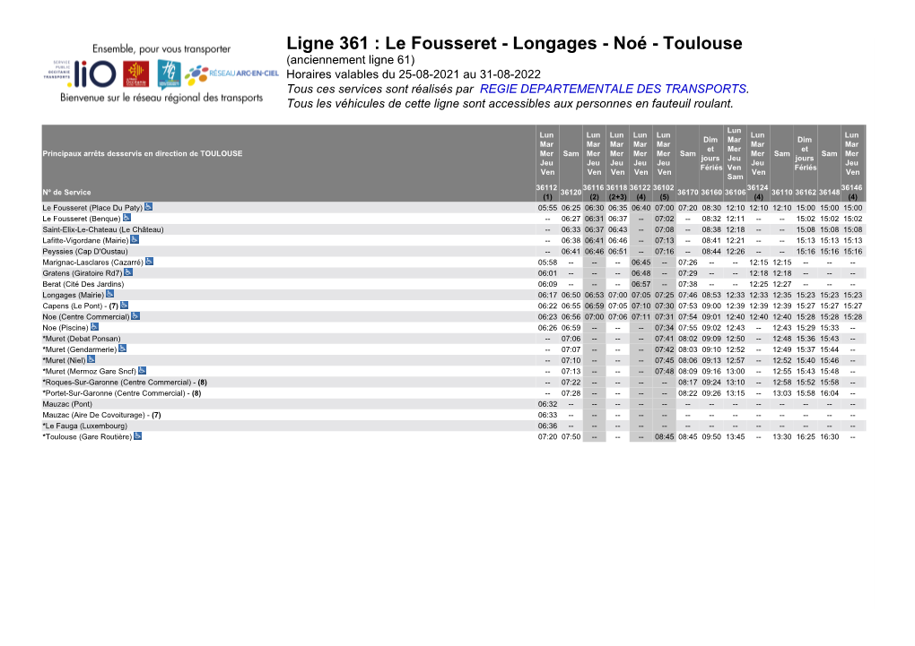 Ligne 361 : Le Fousseret