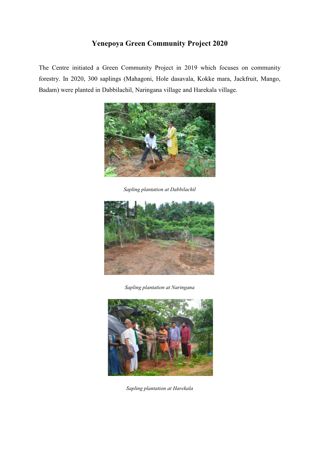 Yenepoya Green Community Project 2020