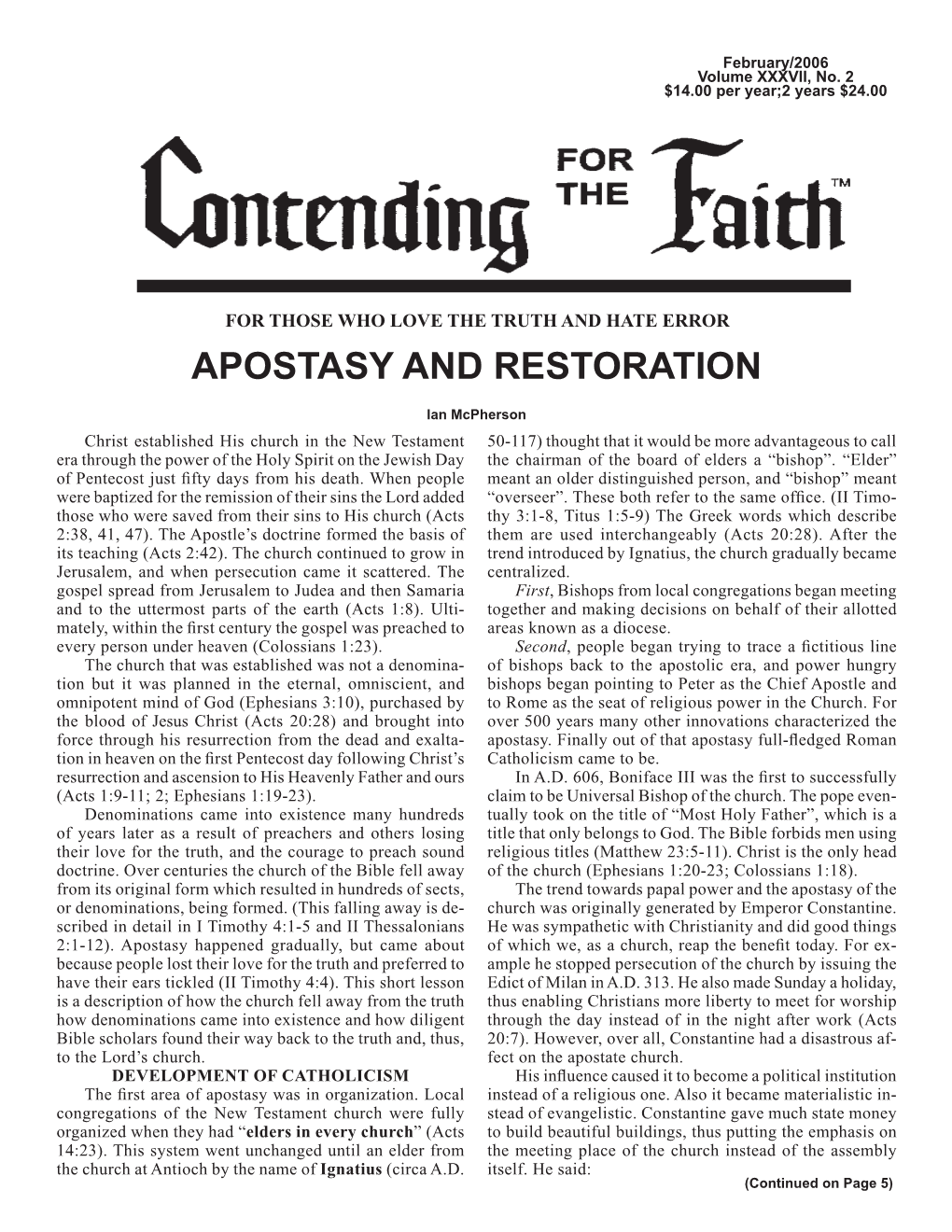 Apostasy and Restoration