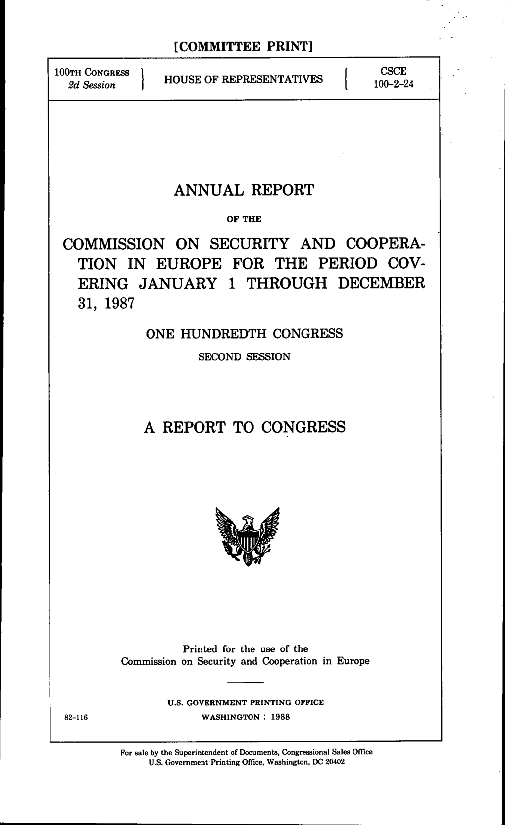 Annual Report Commission on Security