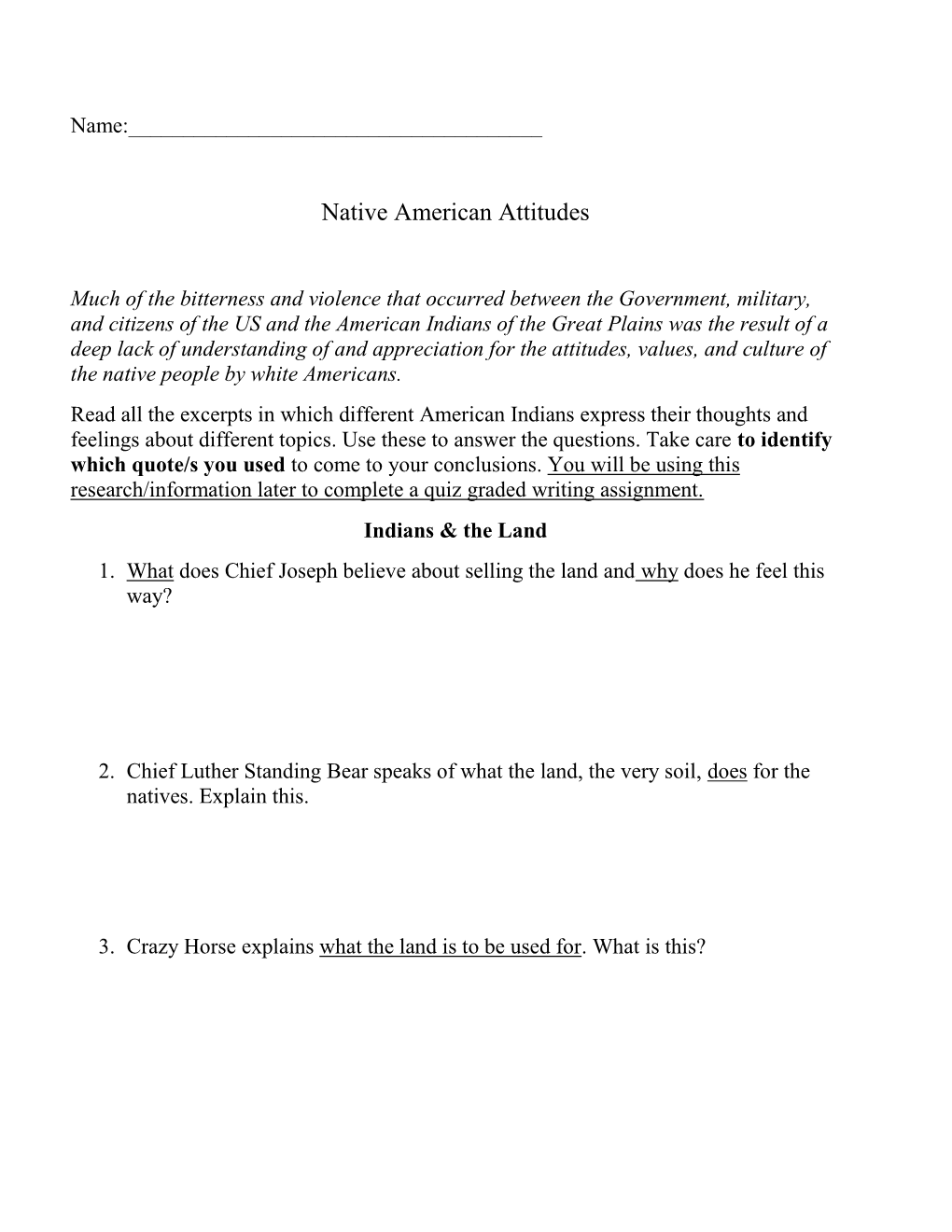 Native American Attitudes