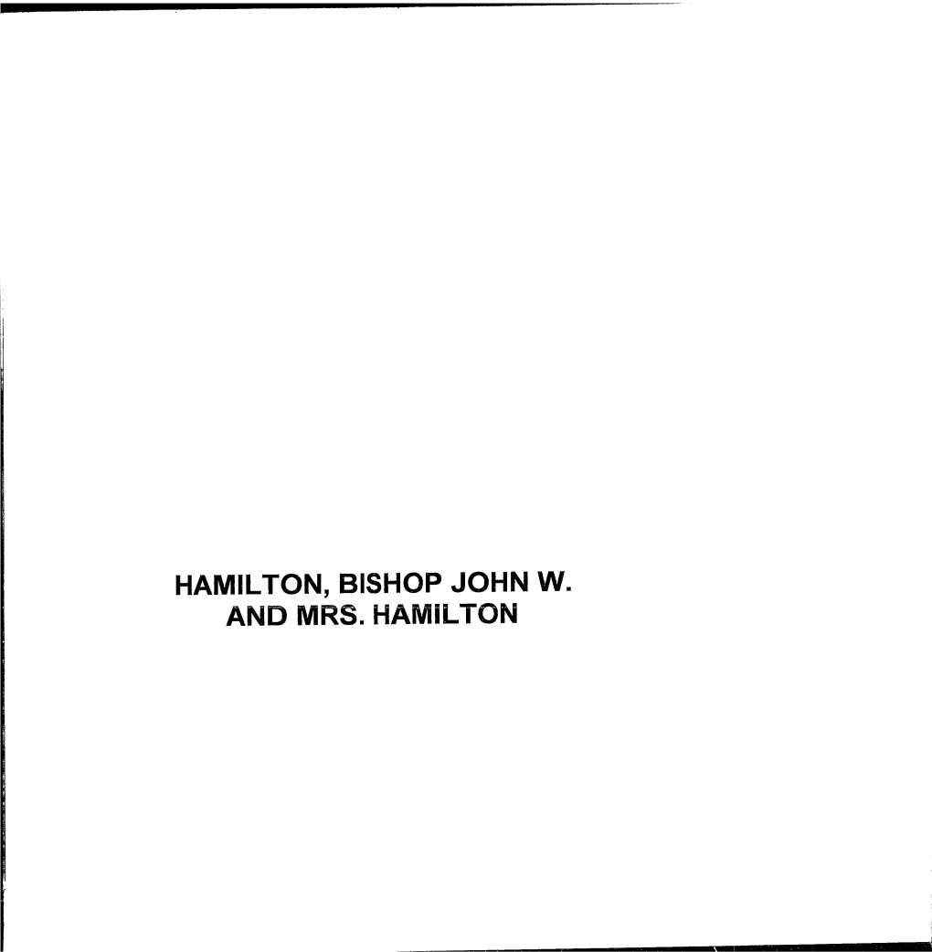 Hamilton, Bishop John W. and Mrs. Hamilton