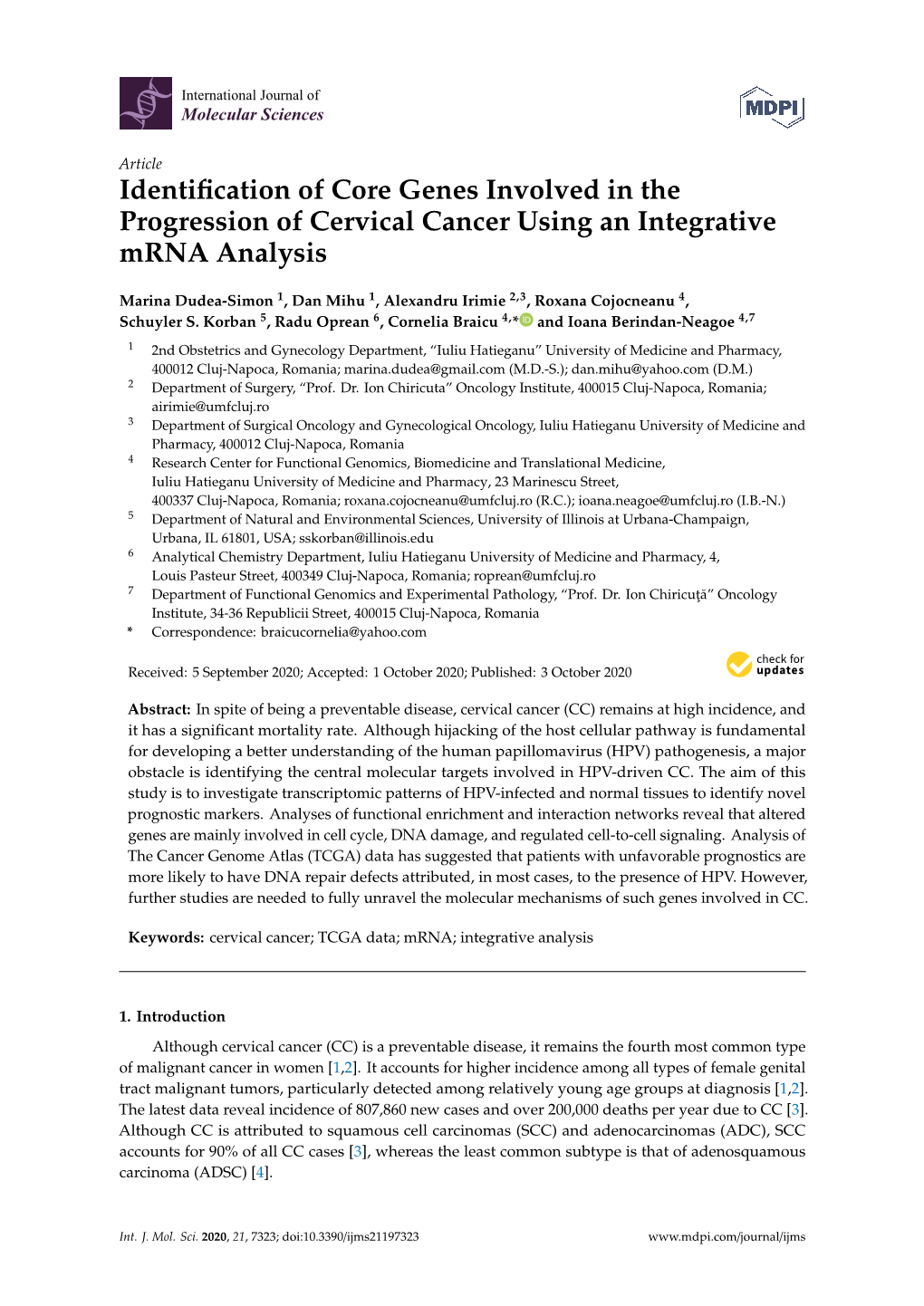 Identification of Core Genes Involved in the Progression of Cervical