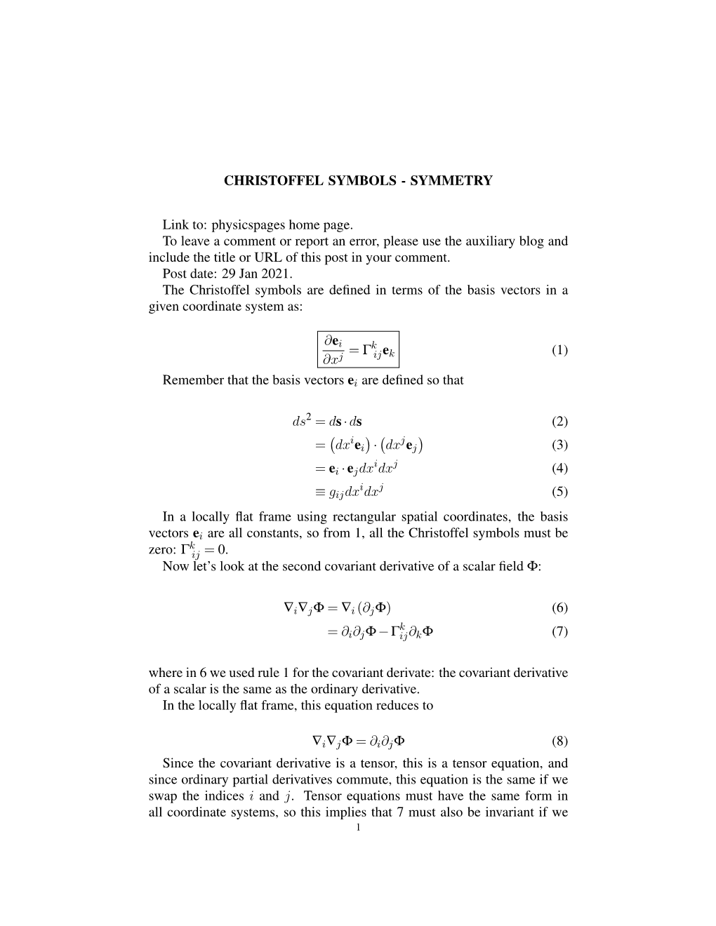 Christoffel Symbols - Symmetry