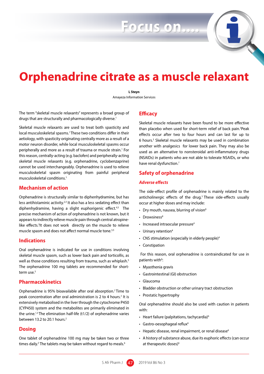 Orphenadrine Citrate As a Muscle Relaxant