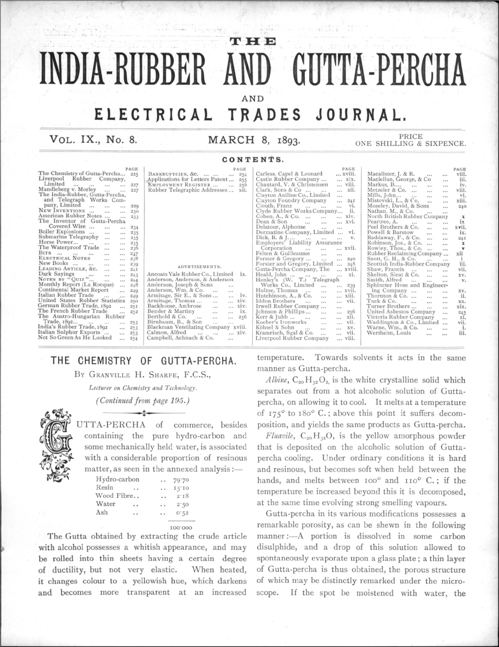 India-Rubber and Gutta-Percha and Electrical Trades Journal