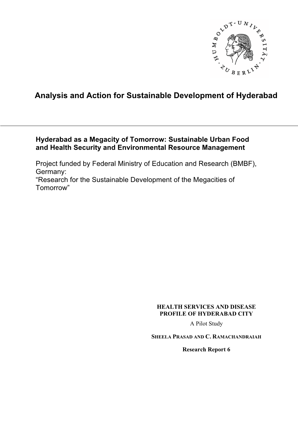 Analysis and Action for Sustainable Development of Hyderabad