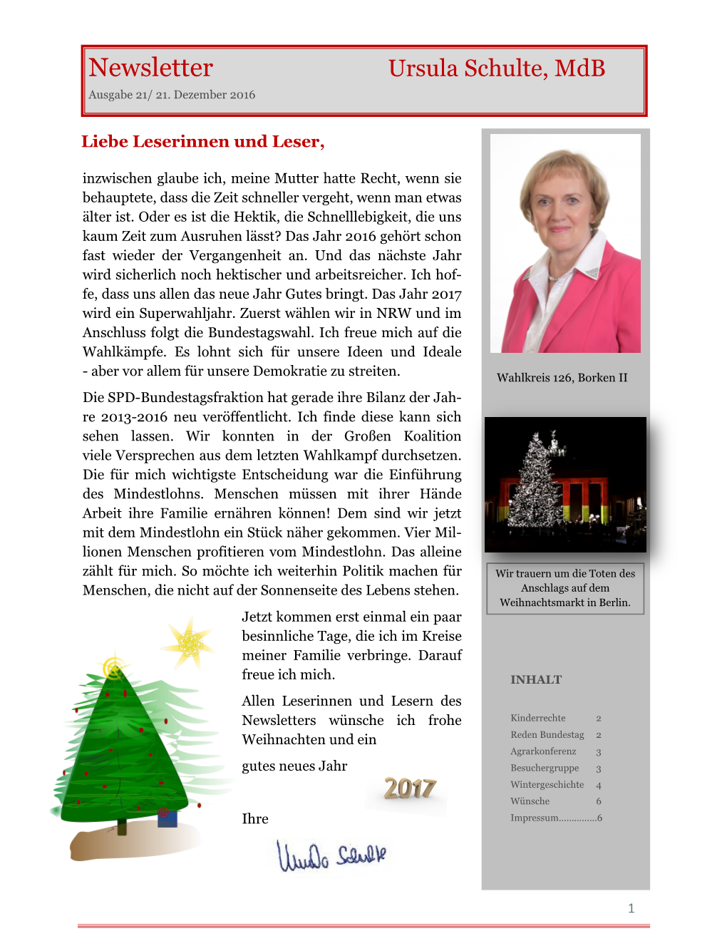Newsletter Ursula Schulte, Mdb Ausgabe 21/ 21