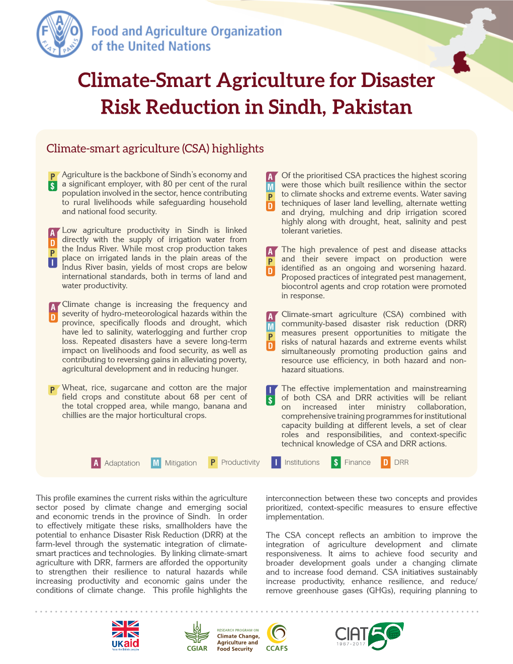 Climate-Smart Agriculture for Disaster Risk Reduction in Sindh, Pakistan