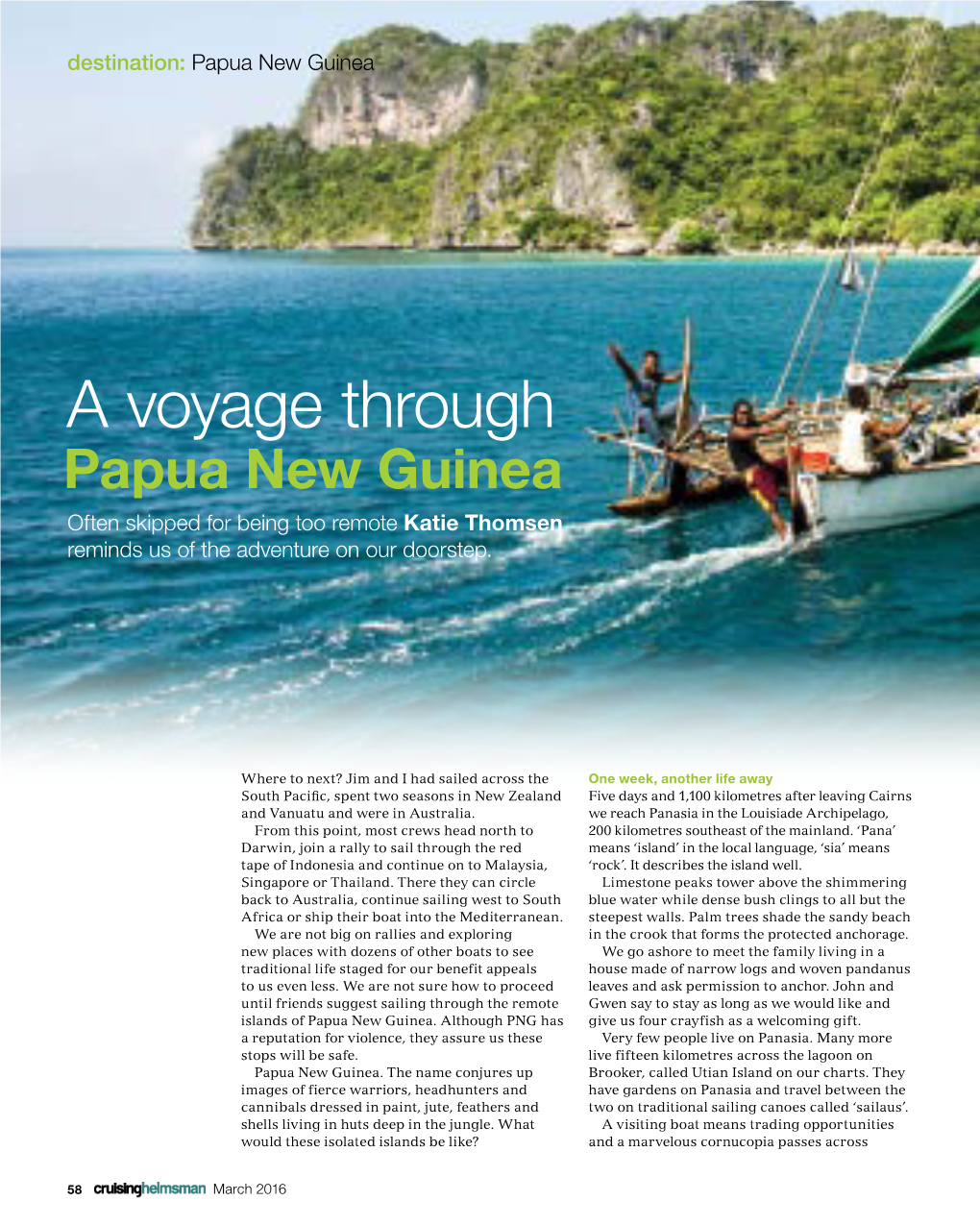 Katie's Article, a Voyage Through Papua New Guinea, Has