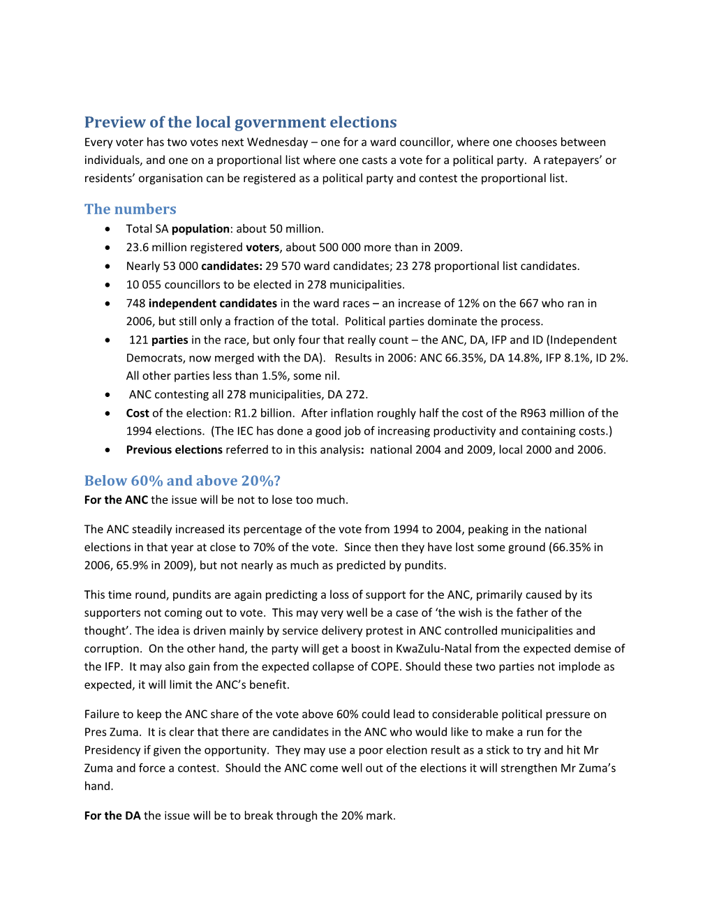 Preview of the Local Government Elections