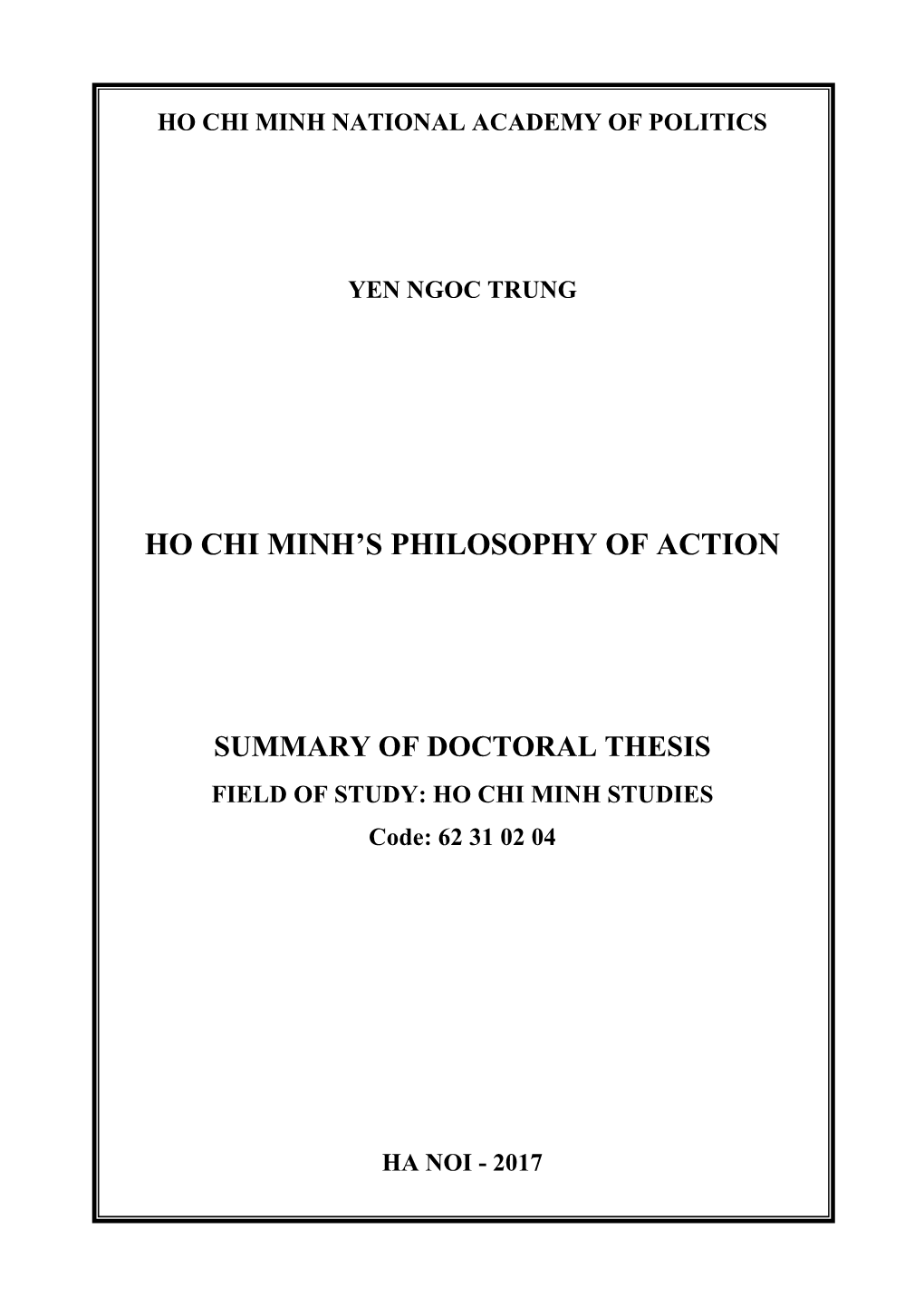 Ho Chi Minh's Philosophy of Action