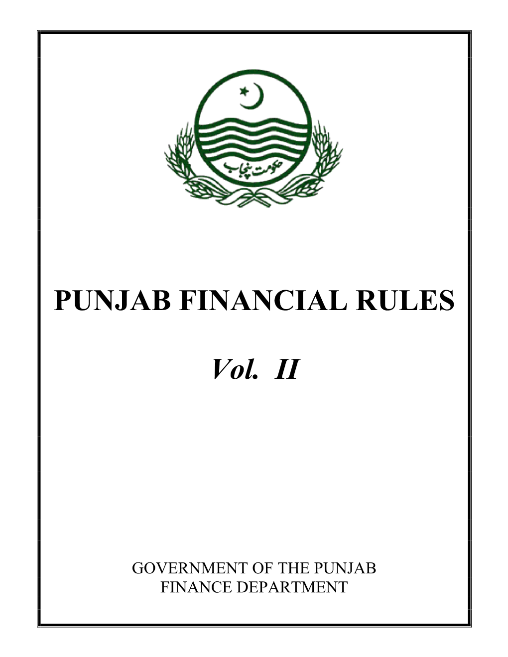 PUNJAB FINANCIAL RULES Vol. II